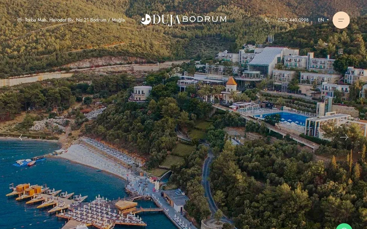 Duja Hotel Bodrum web sitesi görünümü
