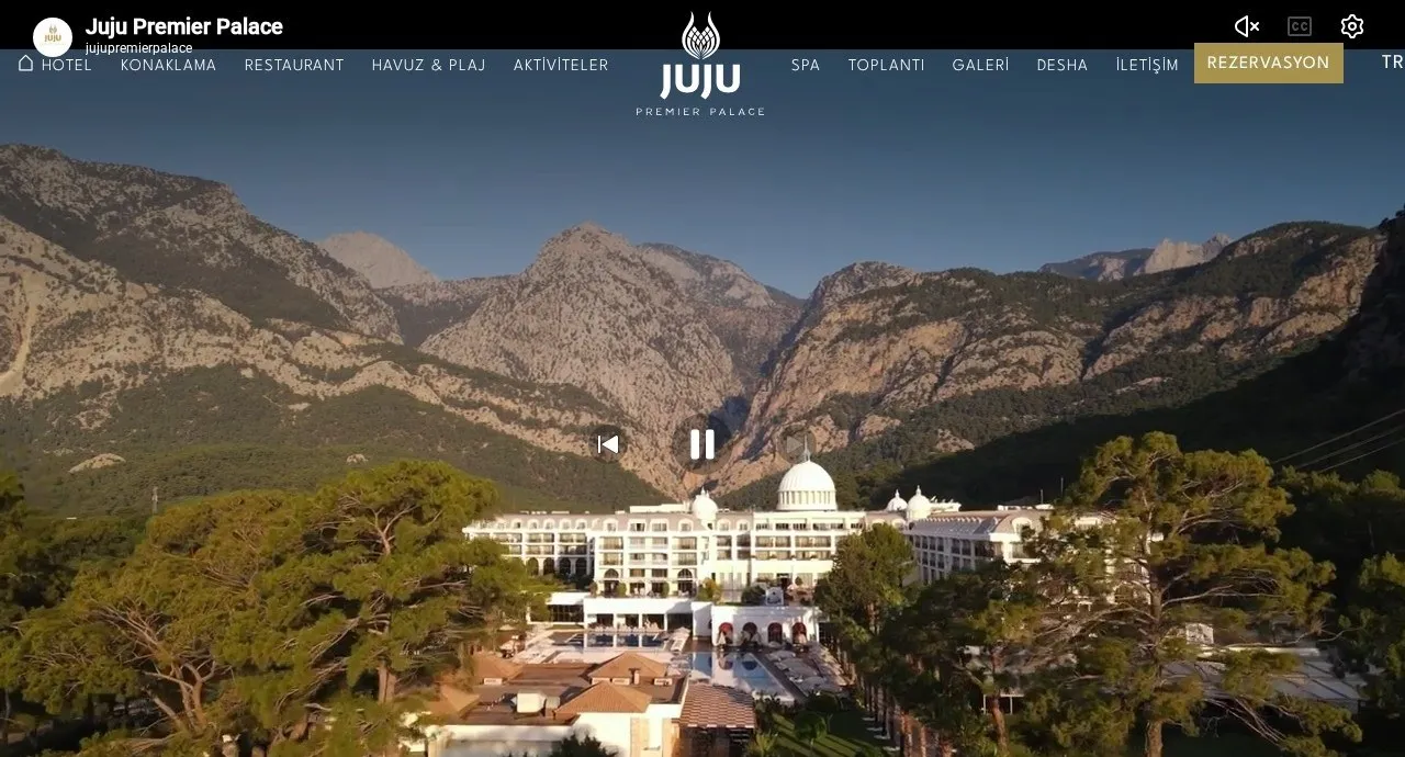 Juju Premier Palace web sitesi görünümü